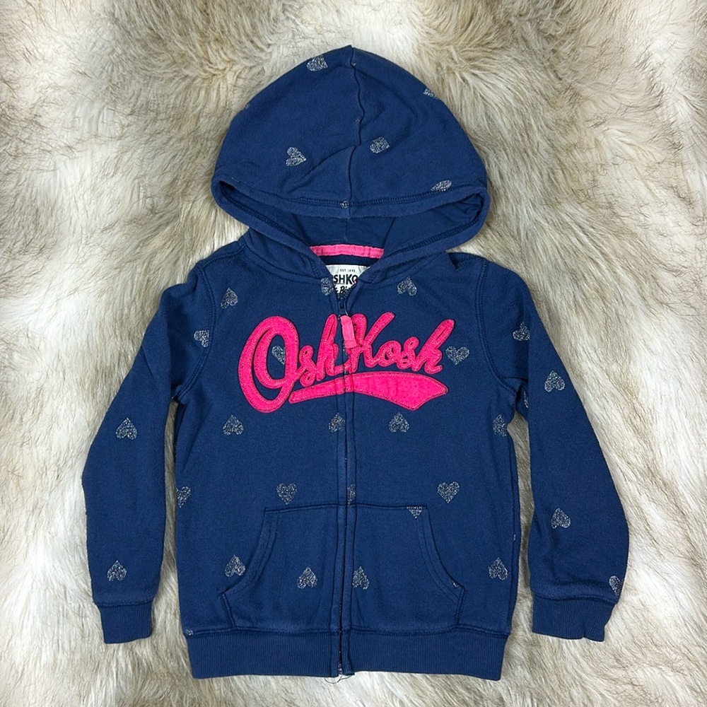 4T OshKosh B’Gosh Long Sleeve Heart Zip-Up Hoodie